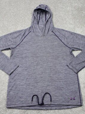 Under Armour Hoodie Womens Large Purple UA Drawstring Hooded Shirt Athletic